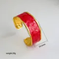 Brede goudgerande rode manchetarmband open armband modieuze sieraden accessoire 24.5mm - 33