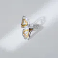 Tweekleurige roestvrijstalen open ring detail, ineengestrengeld dubbel hart ontwerp. - Dubbel Hart Kruisende Stijl