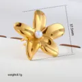 Gold flower pearl open ring detail showcase elegant stainless steel fashion jewelry item - Gold