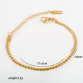 Gold stainless steel chain bracelet with extension, minimalist design for daily fashion wear. - 6-10