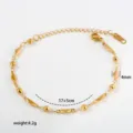 Stainless steel gold plated geometric bead bracelet adjustable length lightweight chic jewelry - Style 6-11