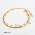 Stainless steel gold color chain bracelet with unique link design, adjustable length 17+5cm. - 6-18
