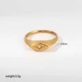 Elegante anillo de sello retro de acero inoxidable con estrella para mujer uso diario - Estilo Sello Strass Estrella Vintage (451)