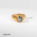 Detalle de anillo de acero inoxidable con concha de abulón ovalada, 11.6mm, 5.8g. - Estilo Incrustado Concha de Abulón Ovalada (679)