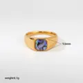Anillo de acero inoxidable bañado en oro con concha colorida, detalle de tamaño 9.6mm - Estilo Concha Colorida Octogonal Geométrico (681)