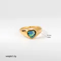 Anillo de acero inoxidable dorado con concha en corazón vista detalle peso 5,2g. - Estilo Concha Colorida en Corazón (682)