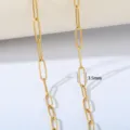Nahaufnahme Detail einer vergoldeten Edelstahl Paperclip Kette Glied mit 3,5mm Breite. - 3.5mm Einfache Büroklammer-Kette (32) / 1 Meter/Packung