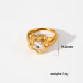 Anillo de flor de estrás de acero inoxidable, elegante joya metal dorado para mujer. - Anillo de Flor 3D de Cinco Pétalos con Strass de Estrella (510)