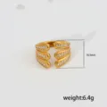 Anillo abierto multicapa de acero inoxidable con circonita y diseño de trébol chic. - Estilo Strass Trébol Multicapa Acero Inoxidable / Diámetro Interior Aprox 16.5mm Paquete
