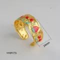 Gouden open manchetarmband met rode aardbei-emaille, stijlvolle mode sieraden 24mm - 36