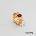 Anillo ajustable abierto de acero inoxidable con esmalte rojo vino, diseño de lujo. - Estilo Texturizado Esmalte Acero Inoxidable Burdeos / Ancho Aprox 8.4mm Paquete