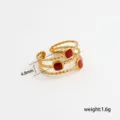 Anillo abierto ajustable de acero inoxidable con esmalte rojo, diseño apilable multicapa. - Estilo Esmalte Acero Inoxidable Burdeos Apilado Tres Capas / Ancho Aprox 4.8mm Paquete