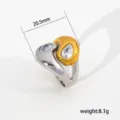 Anillo Zirconia Acero Inoxidable Bicolor Diseño Geométrico Joya Moda Vista Detalle - Anillo de Zirconia Aerodinámico Bicolor (512)