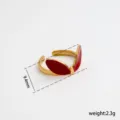 Anillo abierto ajustable de acero inoxidable con esmalte rojo oro moda elegante joyería - Estilo Alas de Mariposa Simétricas Burdeos Acero Inoxidable / Ancho Aprox 9.4mm Paquete