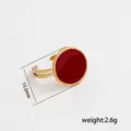 Stainless steel wine red enamel open adjustable ring detail view for women fashion jewelry - Style 275