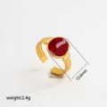 Anillo abierto ajustable de acero inoxidable con esmalte rojo vino, joyería elegante. - Anillo Redondo Esmalte Burdeos Chapado Oro Acero Inoxidable / Ancho Cara Aprox 12.6mm Paquete