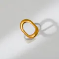 Trendy two-tone stainless steel ring with bold irregular geometric design for daily style. - Geometric Hollow Frame Style