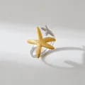 Exquisite double-color starfish ring featuring gold and silver tones, unique open design. - Asymmetric Double Starfish Style