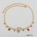 Gouden roestvrij staal kleurrijke zirkonia bedel ketting sleutelbeen sieraden 40cm - Hart Vierkant Zirconia Stijl (B133)