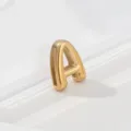 Gold stainless steel letter A pendant detail, chunky alphabet charm for DIY jewelry making. - Letter A