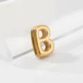 Gold 3D letter B metal pendant detail view, shiny stainless steel charm for jewelry making. - Letter B