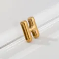 Gold letter H charm pendant, stylish stainless steel bracelet accessory for DIY jewelry making. - Letter H