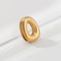 Shiny gold stainless steel irregular oval pendant charm for DIY bracelet jewelry making. - Letter O