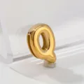 Gold letter Q pendant detail shot, stainless steel alphabet charm close-up display. - Letter Q