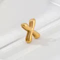 Gold stainless steel letter X charm detail, polished puffy alphabet pendant for custom DIY jewelry making. - Letter X