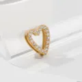Exquisite gold-tone stainless steel heart pendant charm featuring sparkling clear cubic zirconia stones - Heart