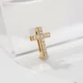 Stainless steel gold plated rhinestone cross pendant charm for DIY jewelry making detail view. - Cross