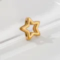 Gold star charm detail view, sleek stainless steel hollow star pendant for DIY jewelry. - Pentagram
