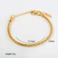 Minimalist stainless steel beaded chain bracelet detailed view with size 17+5cm specs. - 10-13
