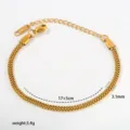Detailed view of stainless steel double box chain bracelet showing size and weight specs. - Style 10-14