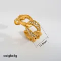 Roestvrij staal zirkonia ketting ring voor vrouwen, minimalistische vergulde sieraden. - Engel Nummer 444