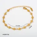Gold stainless steel heart charm link bracelet with extension chain and size details - Style C-1-9