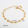 Gold stainless steel heart charm bracelet with extension chain, elegant minimalist jewelry. - Style C-1-10