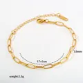 Gold stainless steel paperclip chain bracelet, minimalist geometric design, stylish jewelry. - Style C-1-11