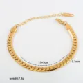 Stainless steel flat curb chain bracelet for women, gold minimalist layering wrist jewelry. - Style C-1-21