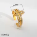 Stainless steel zircon ring detail view, minimalist luxury stackable design for women fashion. - Color 549