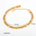 Gold stainless steel chunky chain bracelet with 19+5cm length and 5.3mm width for women. - Style C-1-22