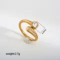 Gold Stainless Steel Zircon Ring Minimalist Titanium Steel Stackable Open Finger Jewelry - 550