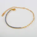 Edler Edelstahl blau Strass und Gliederkette Armband fuer modische Damen taeglich. - Blauer Zirkonia Stil (C-1-81)