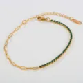 Edelstahl vergoldet grüne Zirkonia halbe Kette Armband Damen Schmuck Geschenke. - Grüne Quadratische Zirkonia (C-1-82)