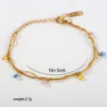 Edelstahl bunte Zirkon doppelschichtige Armband Kette Mode Schmuck geschenk 16+5cm - Doppellagige Bunte Zirkonia (C-1-101)