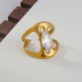 Stainless steel marquise zirconia open ring gold detail close up elegant fashion jewelry - Transparent Marquise Stone Style / Gold