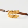 Gold stainless steel leaf wrap ring, adjustable size, elegant fashion jewelry accessory. - Leaf Style(10)