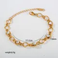 Goldfarbenes Edelstahl Kettenarmband mit quadratischen Zirkonia Steinen, Nischen Design, 17+5cm. - Multi Quadratische Diamantkette (C-1-107)