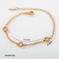 Edler Edelstahl Gold Ketten Armband mit rosa Zirkonia Kristallen elegante Damenschmuck. - Rosa Runde Zirkonia Eingelegt (C-1-108)