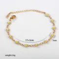 Edelstahl Gänseblümchen Blumen Armband mit weißer Emaille modischer Damenschmuck chic. - Gänseblümchen Emaille Floral (C-1-109)